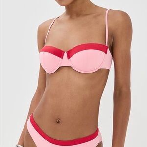 STAUD Pink and Red Bikini